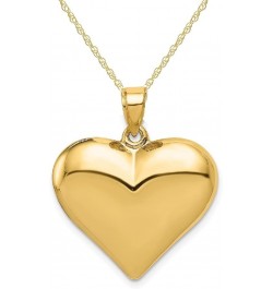 14k Yellow Gold 3 D Puffed Heart Pendant Charm for Women 18 inch 14K Chain $98.03 Necklaces