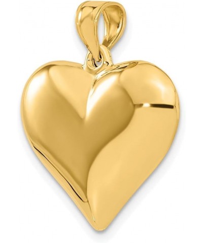 14k Yellow Gold 3 D Puffed Heart Pendant Charm for Women 18 inch 14K Chain $98.03 Necklaces