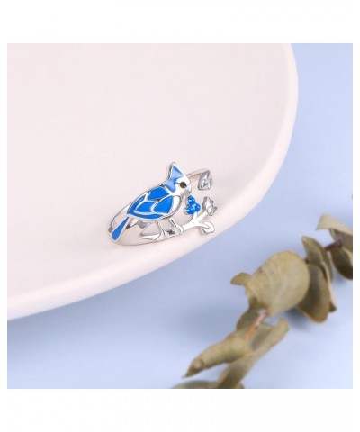 S925 Sterling Silver Cardinal Hummingbird Urn Ring for Ashes Blue Jay Red Bird Rings Heart Keepsake Memorial Jewelry Gifts Bl...