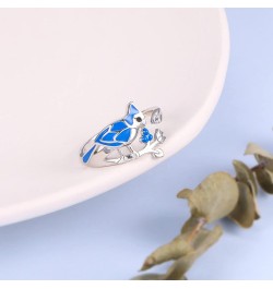 S925 Sterling Silver Cardinal Hummingbird Urn Ring for Ashes Blue Jay Red Bird Rings Heart Keepsake Memorial Jewelry Gifts Bl...