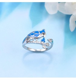 S925 Sterling Silver Cardinal Hummingbird Urn Ring for Ashes Blue Jay Red Bird Rings Heart Keepsake Memorial Jewelry Gifts Bl...