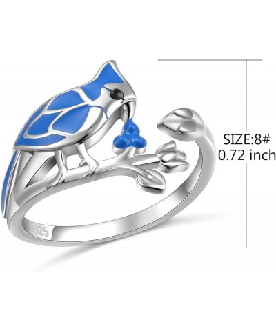 S925 Sterling Silver Cardinal Hummingbird Urn Ring for Ashes Blue Jay Red Bird Rings Heart Keepsake Memorial Jewelry Gifts Bl...