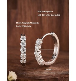 Moissanite Hoop Earrings for Women Girls Sterling Silver Cuff Earrings Drop Huggie Stud Hypoallergenic Earrings with 18K Whit...