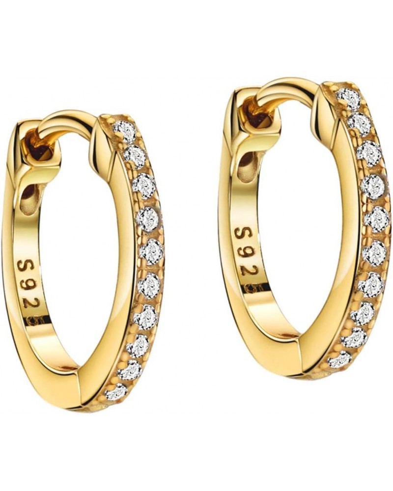 Huggie Hoop Earrings 18K Gold Plated 925 Sterling Silver CZ Pave Earrings Women Small Hoop Earrings Stacking Earrings $7.97 E...