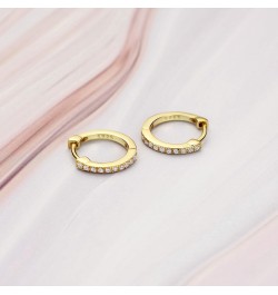 Huggie Hoop Earrings 18K Gold Plated 925 Sterling Silver CZ Pave Earrings Women Small Hoop Earrings Stacking Earrings $7.97 E...