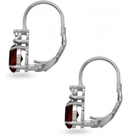 Sterling Silver 7x5mm Oval Genuine or Synthetic Gemstone & Round Cubic Zirconia Leverback Earrings Garnet - January $14.40 Ea...